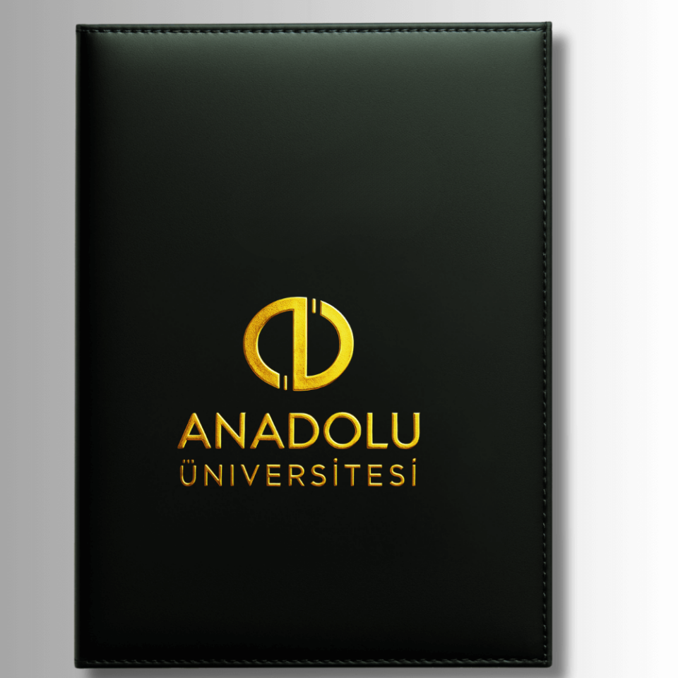 AÖF Özel Tasarım SİYAH ALTIN Yaldızlı Diploma Dosyası