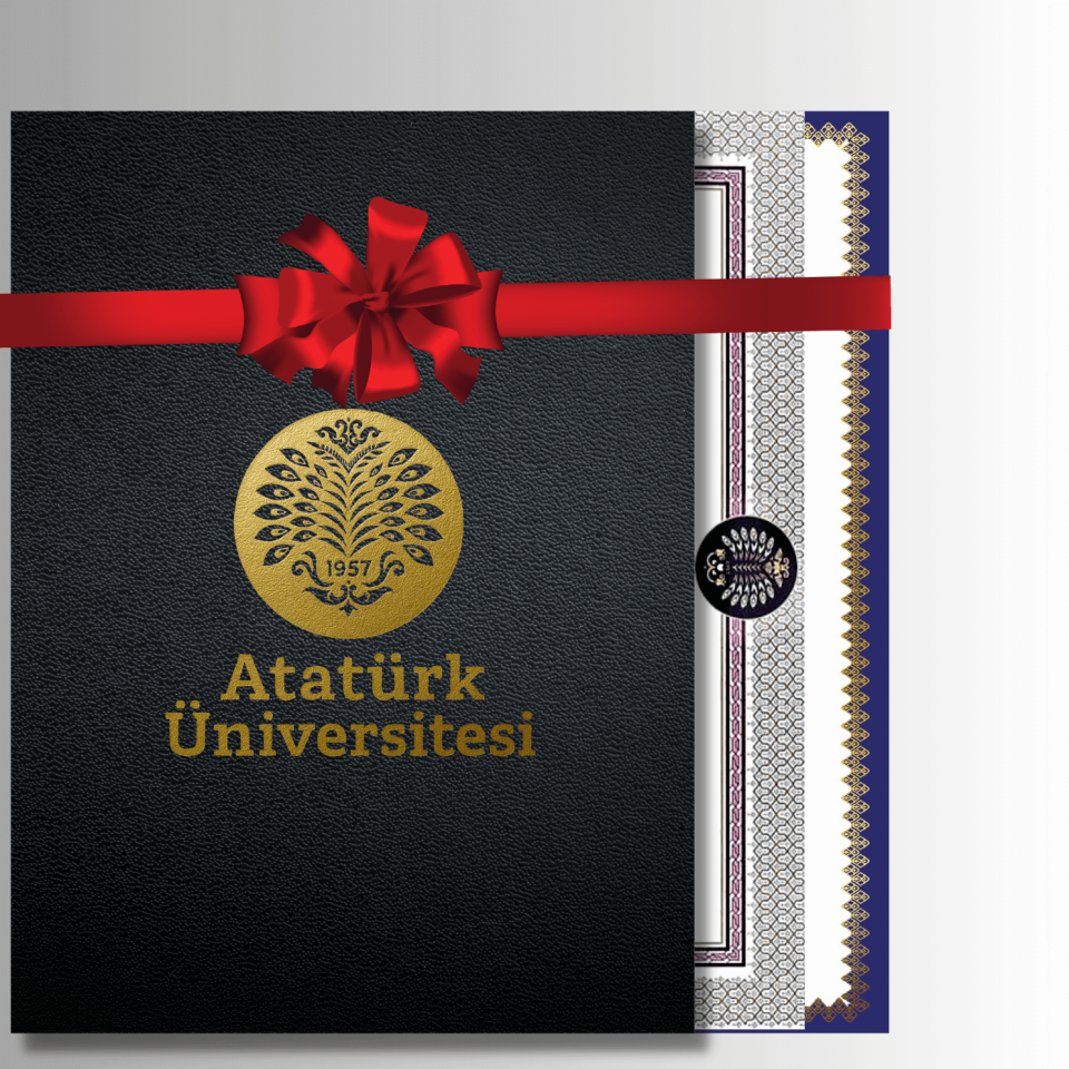 ATA AÖF Özel Tasarım SİYAH ALTIN Yaldızlı Diploma Dosyası Ve Sedef Kağıda Özel Baskı