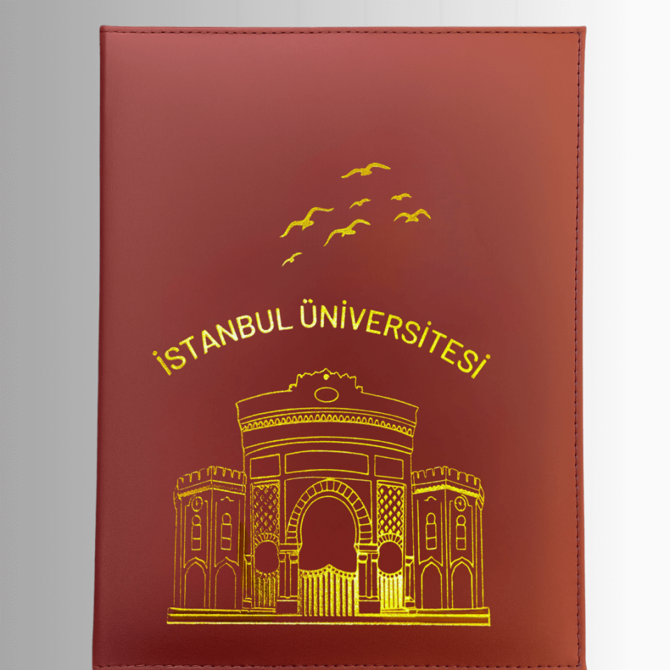 İstanbul Üniversitesi Özel Tasarım  BORDO ALTIN Yaldızlı Diploma Dosyası
