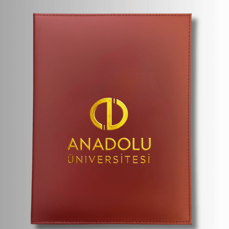 AÖF Özel Tasarım BORDO ALTIN Yaldızlı Diploma Dosyası