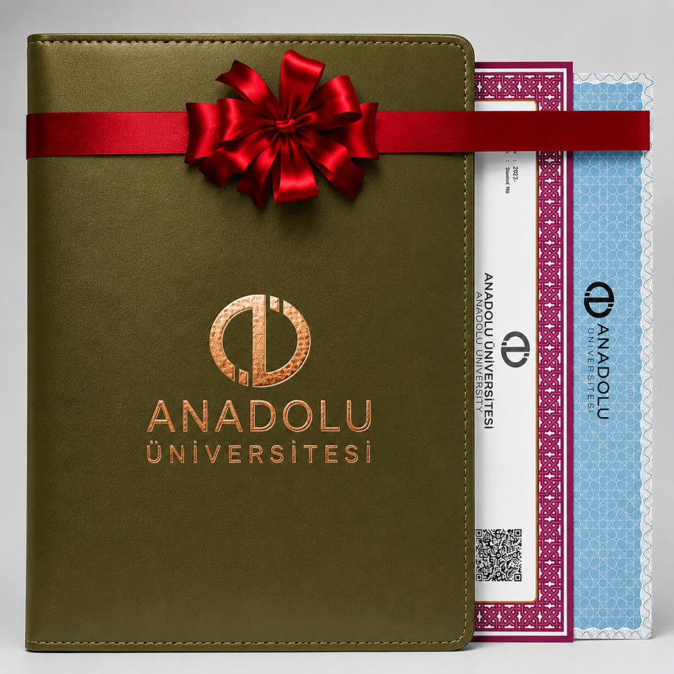 Ön Sipariş AÖF Özel Tasarım  Haki Yeşil Bakır Yaldızlı Diploma Dosyası Ve Sedef Kağıda Özel Baskı